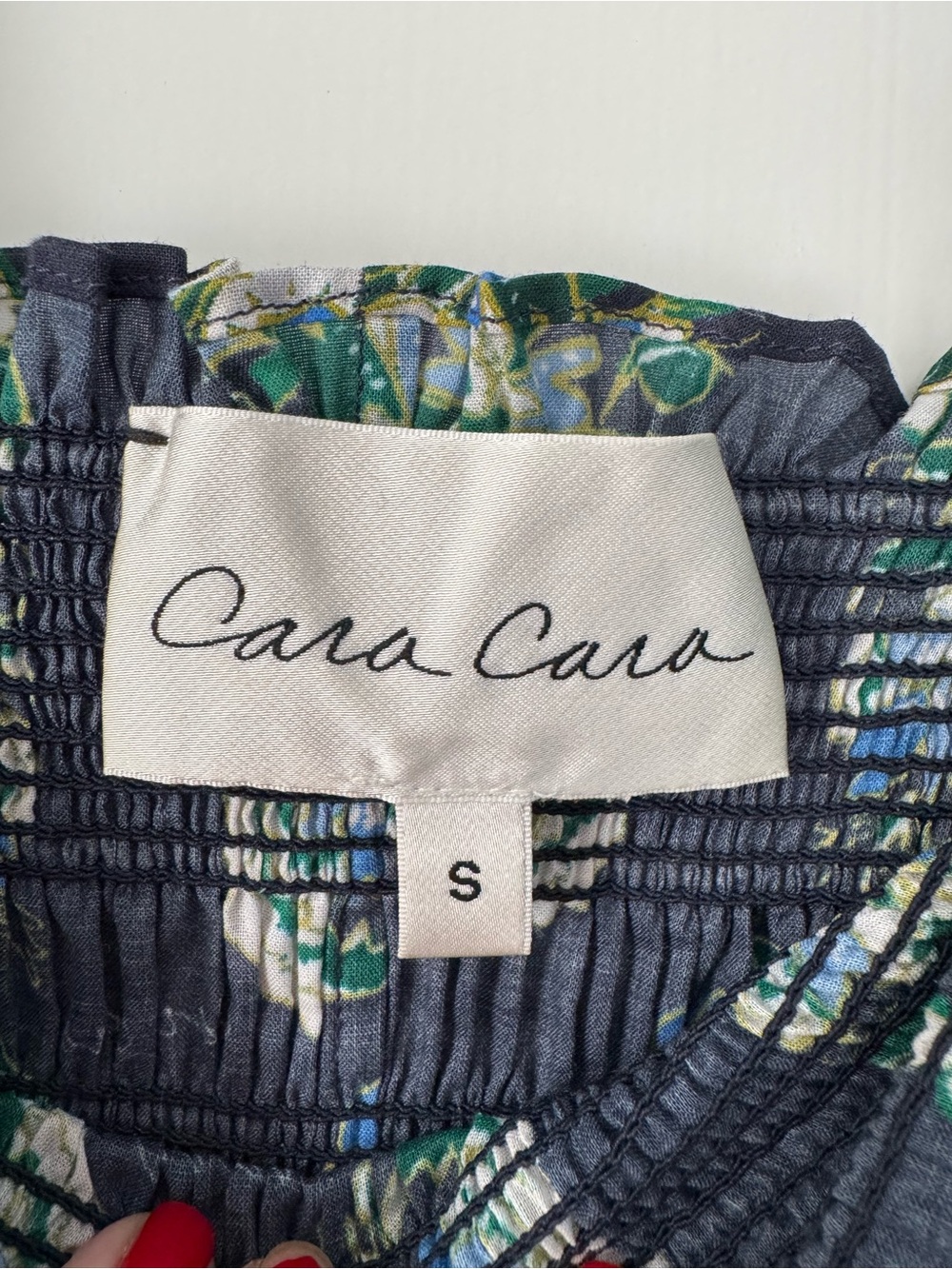 Cara Cara Jazzy Floral Smocked Midi Dress - Navy & Green Small - Picture 6 of 6